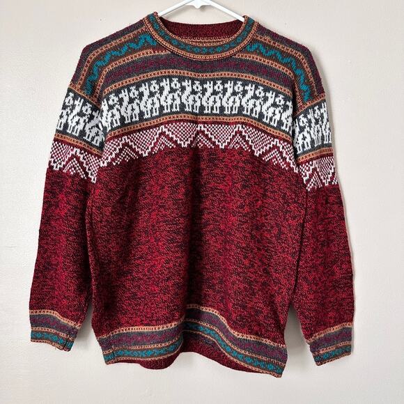 None and/or Unknown Sweaters - Tribal Southwest Knit Sweater Womens MEDIUM Lightweight Wool Preppy Casual